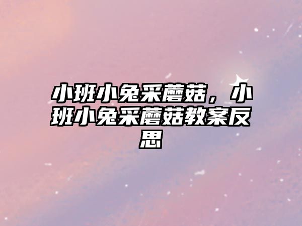 小班小兔采蘑菇，小班小兔采蘑菇教案反思