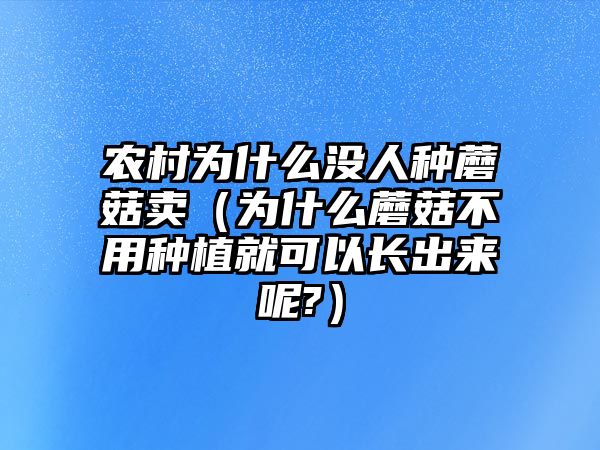 農村為什么沒人種蘑菇賣（為什么蘑菇不用種植就可以長出來呢?）