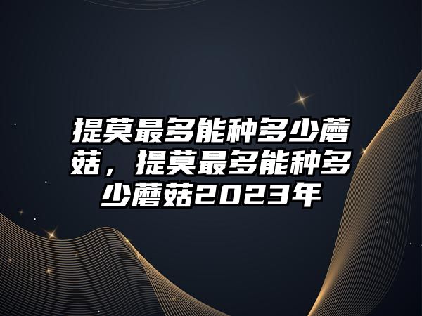 提莫最多能種多少蘑菇，提莫最多能種多少蘑菇2023年