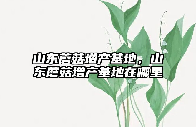 山東蘑菇增產基地，山東蘑菇增產基地在哪里