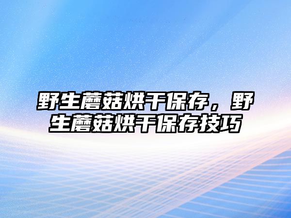 野生蘑菇烘干保存，野生蘑菇烘干保存技巧